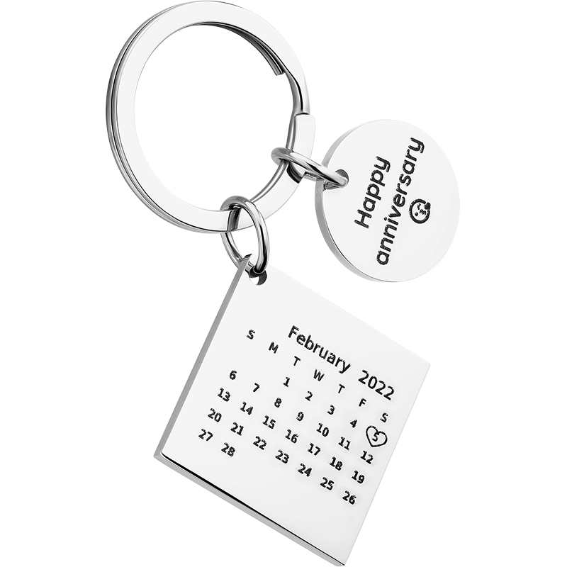 Breloc Cerc și Calendar Pătrat Gravat
