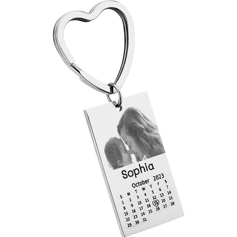 Breloc Gravat cu Poză, Text și Calendar